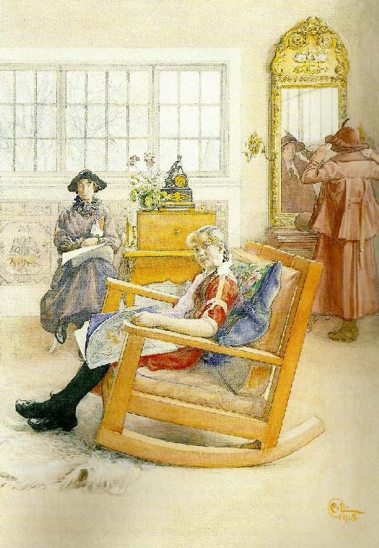 Carl Larsson de tre-hattprovningen oil painting image